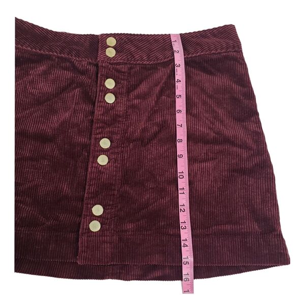 Abercrombie & Fitch Skirt Womens 10 Mini Corduroy Button Up Burgundy - Picture 7 of 9